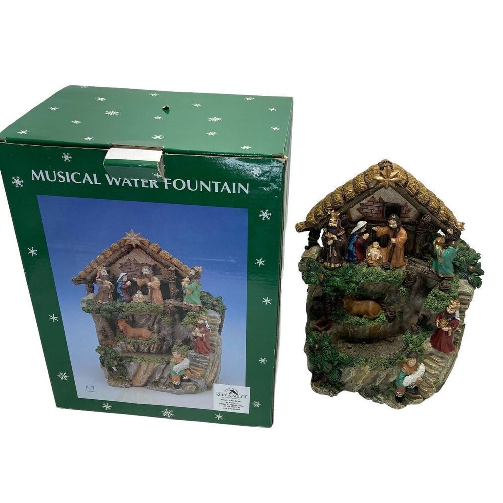 KURT S ADLER Nativity Scene Musical Water Fountain NOS plays Silent Night